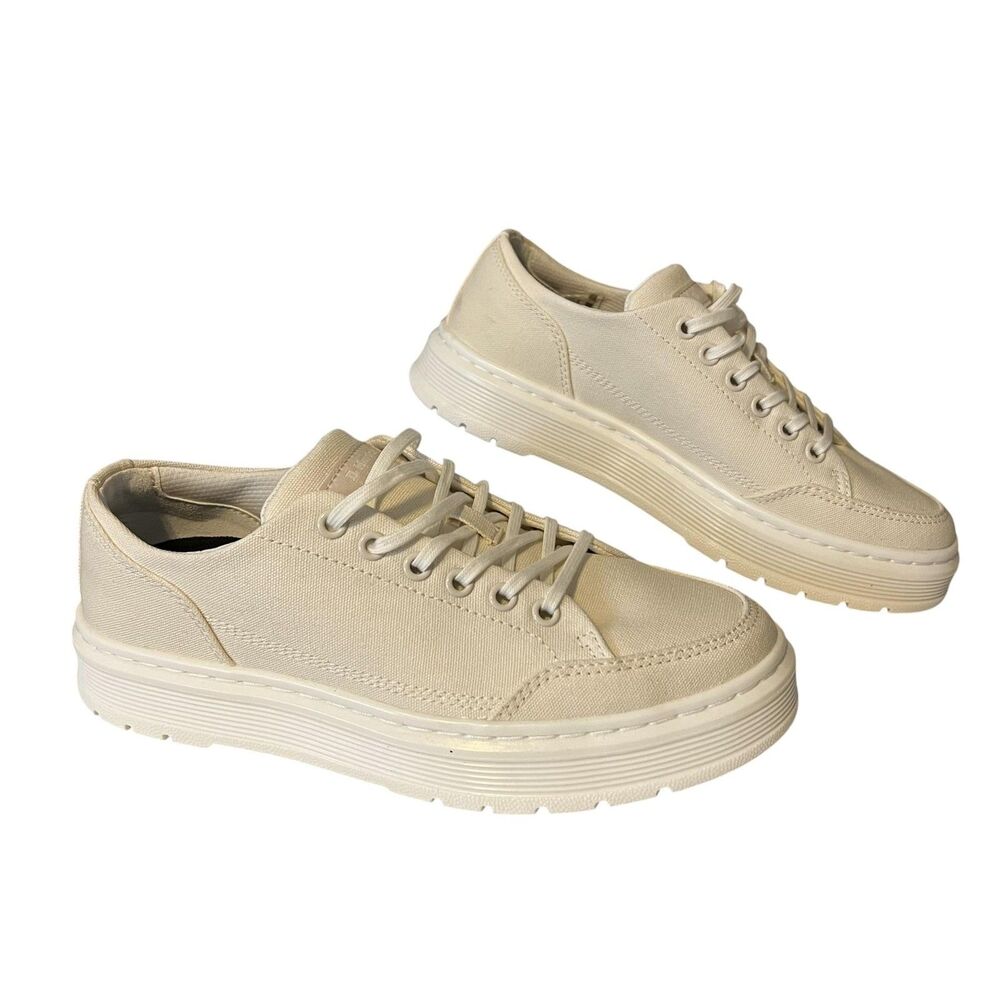 Dr. Martens Brookline 6 Eye Shoes Mens Size 7 White Canvas SoftWair Casual